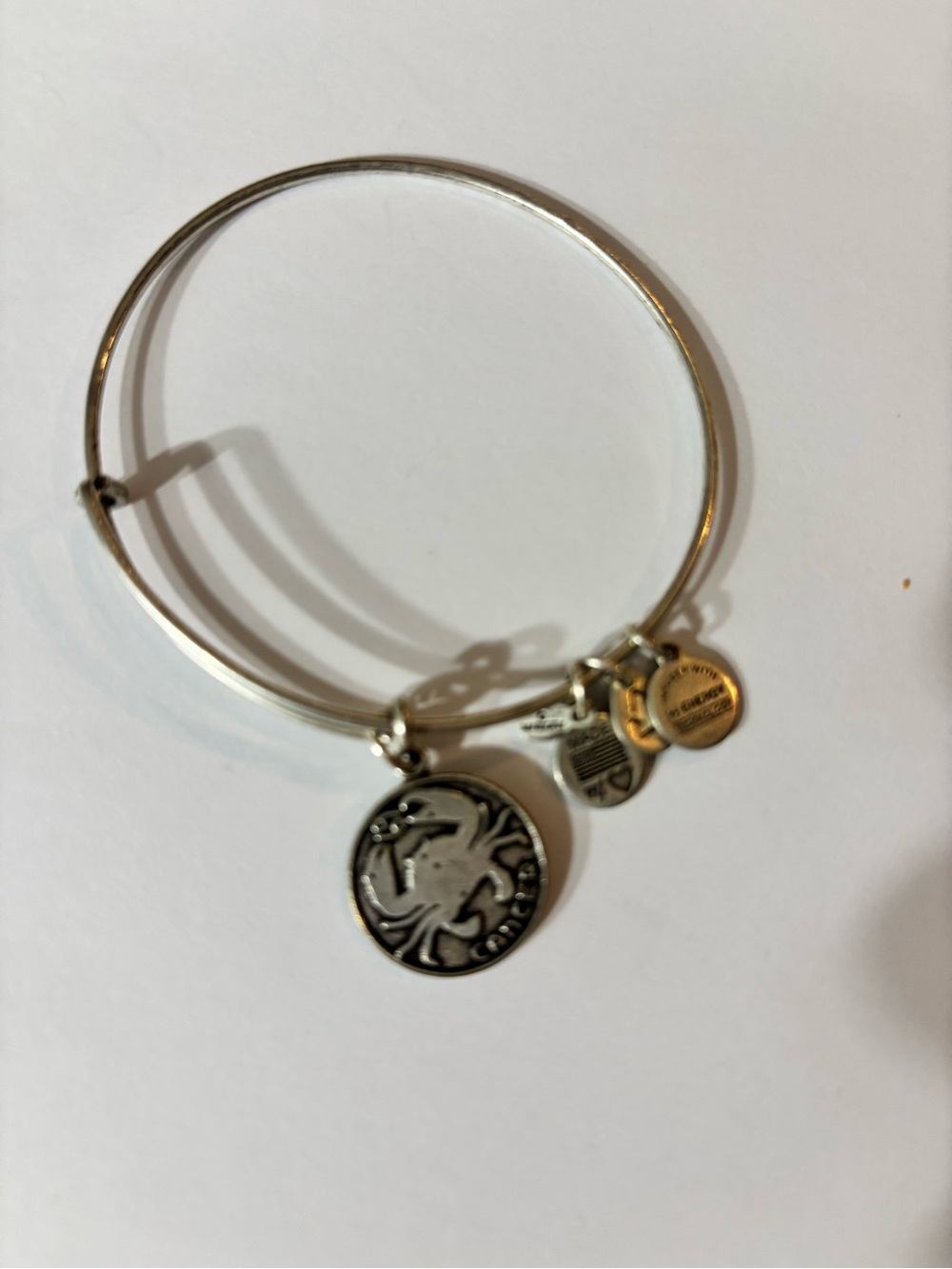 Silver Crab Charm Expandable Bangle Bracelet - Unbranded